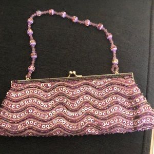 Lavender Sequin and Bead Evening Bag
